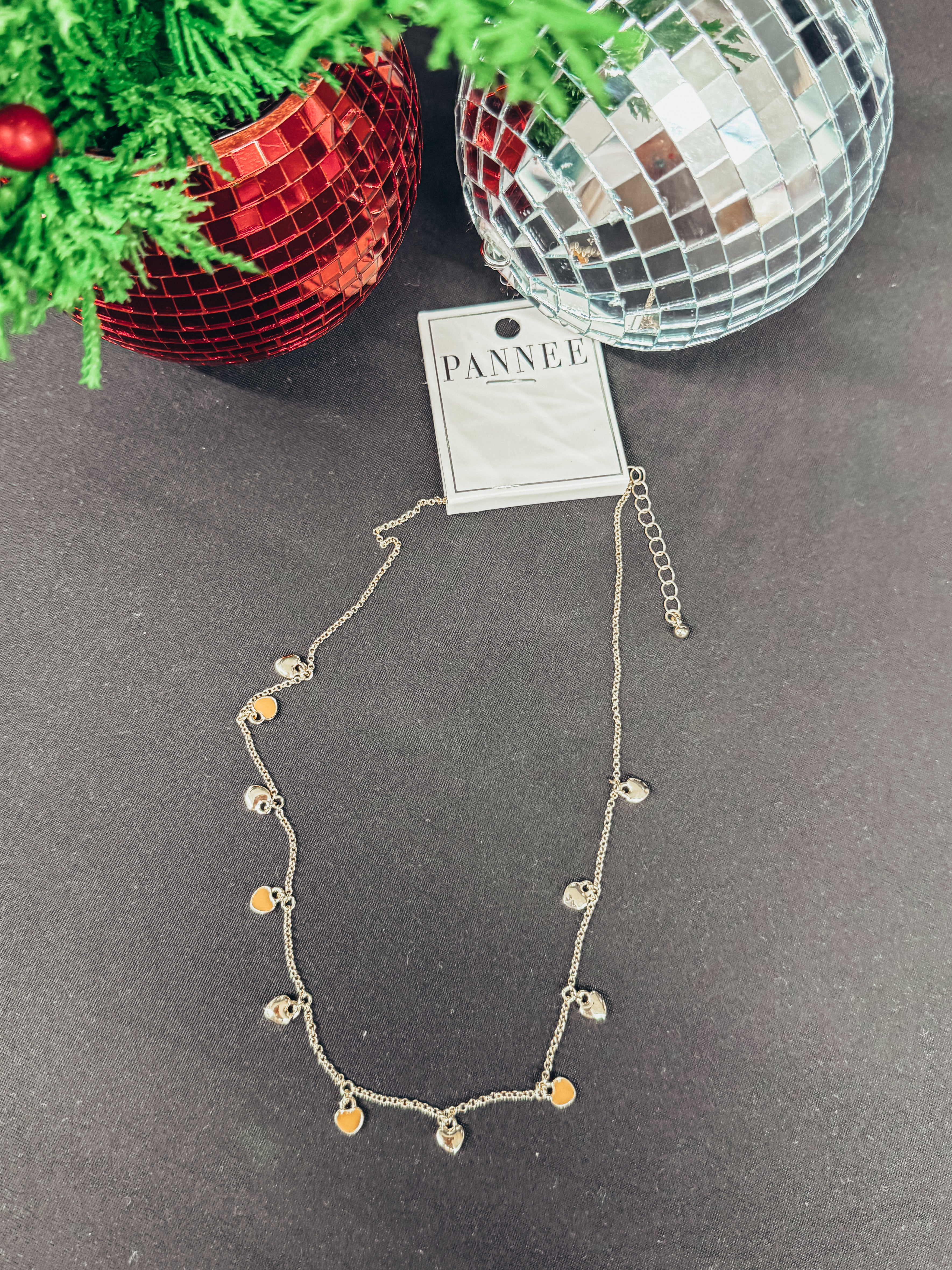 heart enamel necklace gold w brown