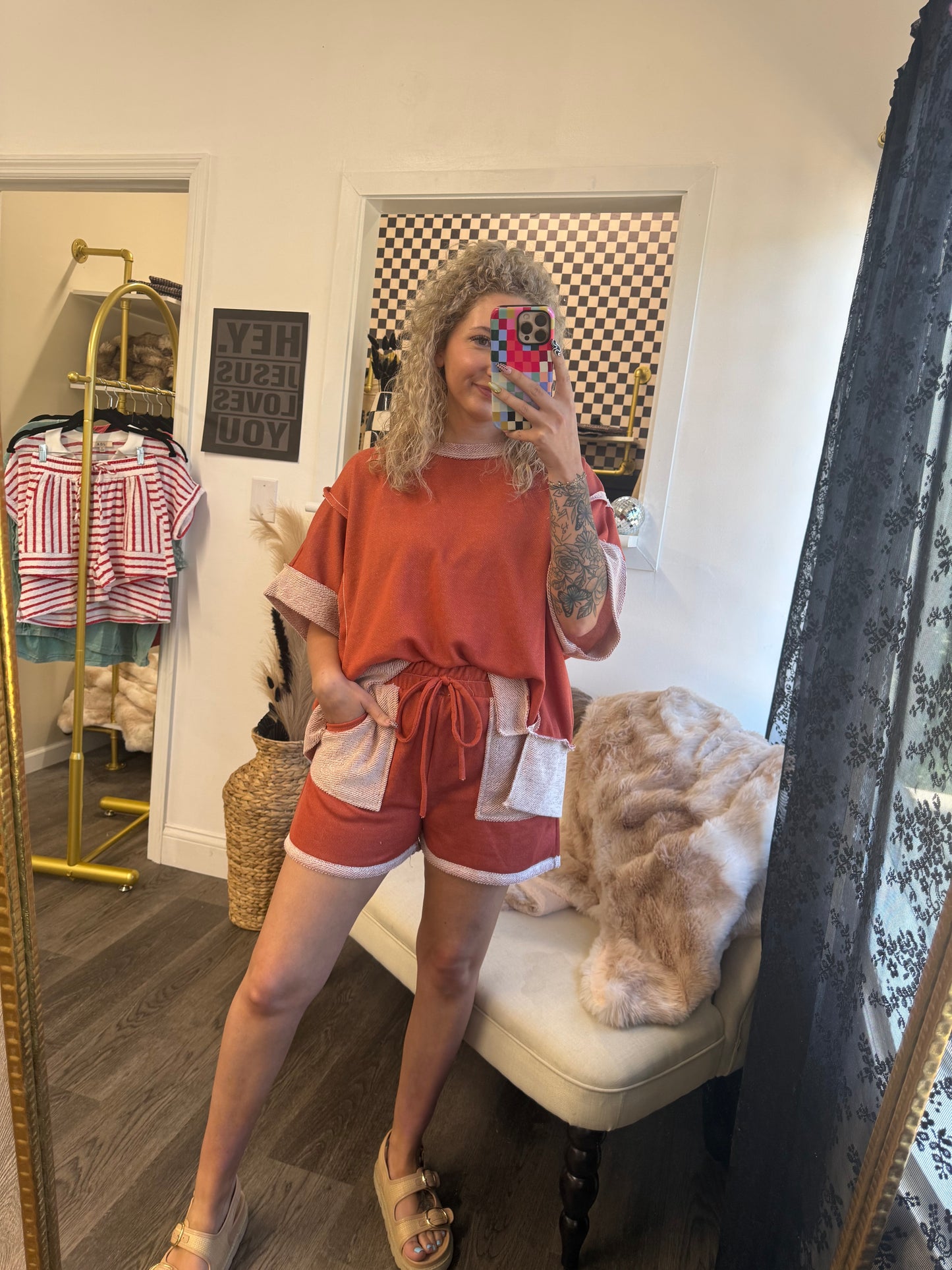 oversized french terry rust set