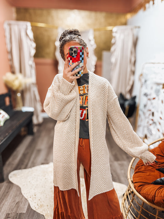 taupe oversized balloon sleeve cardigan