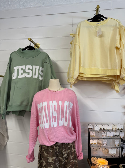 butter yellow bow sleeve pullover