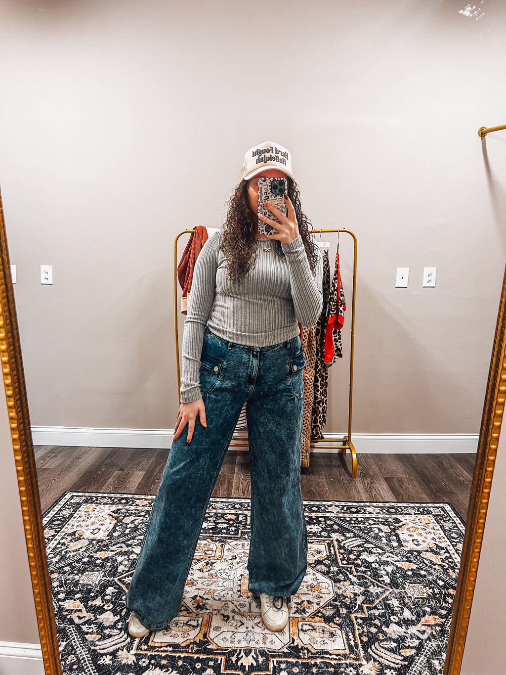 washed tie bottom denim pants