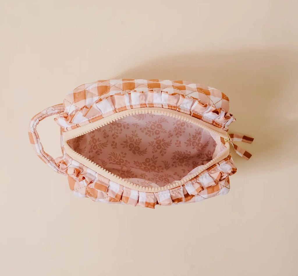 essentials quilted maple gingham cosmetic pouch