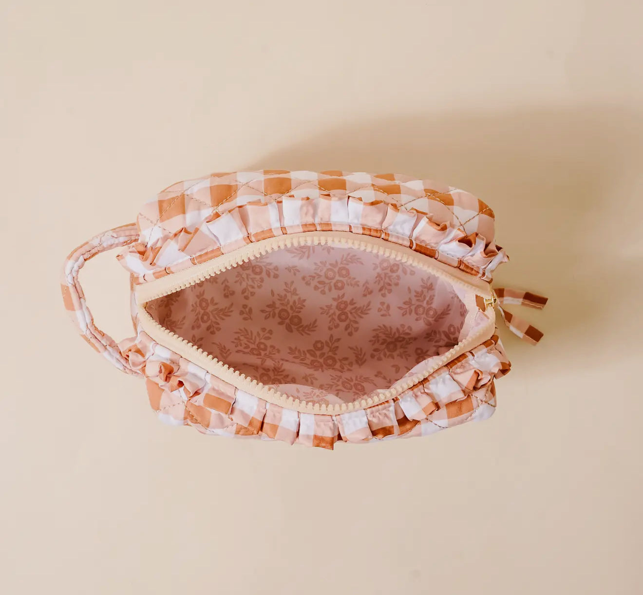 essentials quilted maple gingham cosmetic pouch