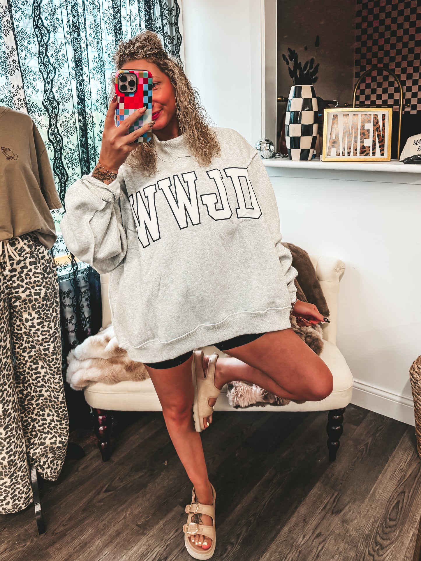 WWJD embroidered mock neck