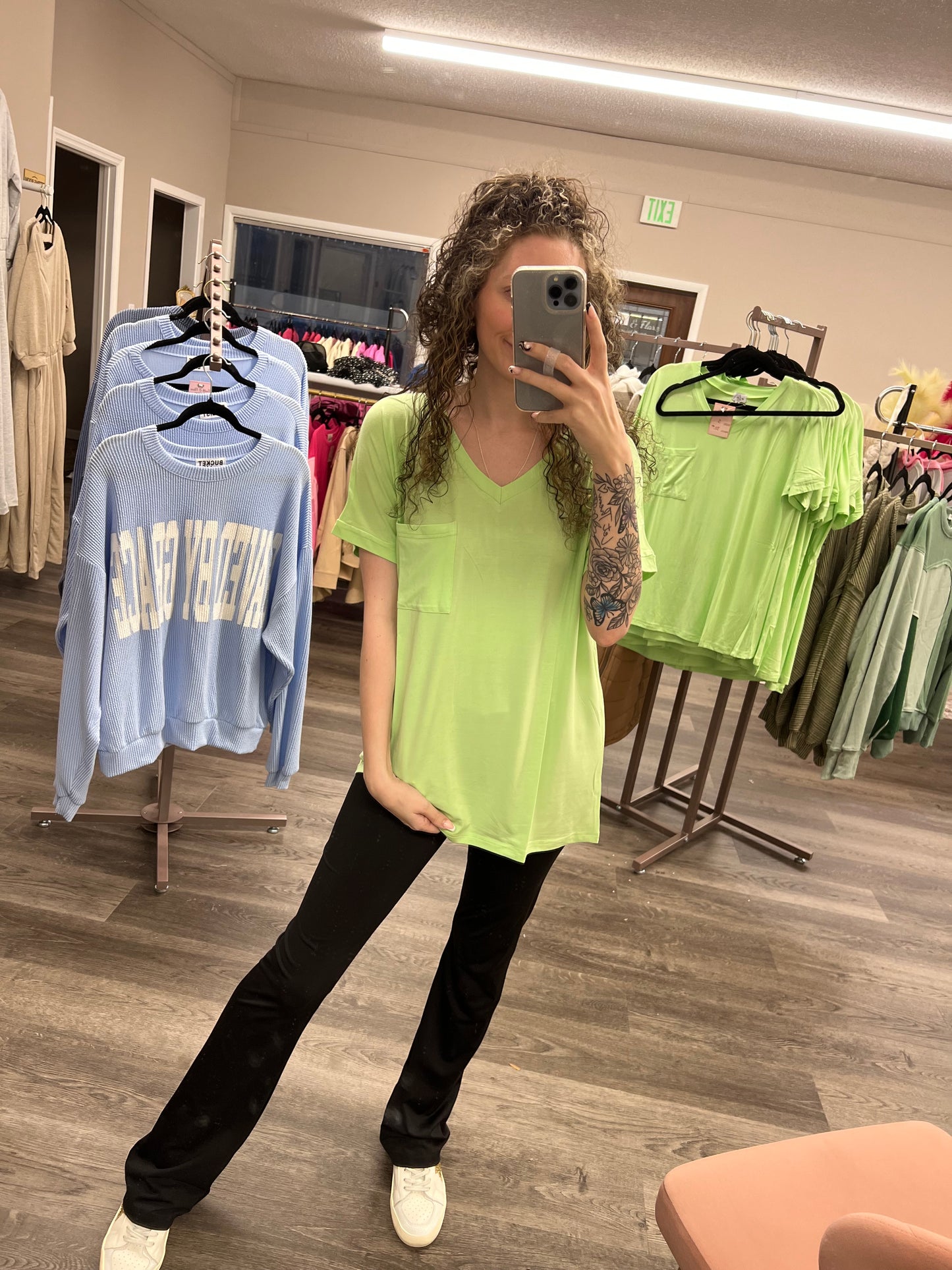 neon mint slouchy tee