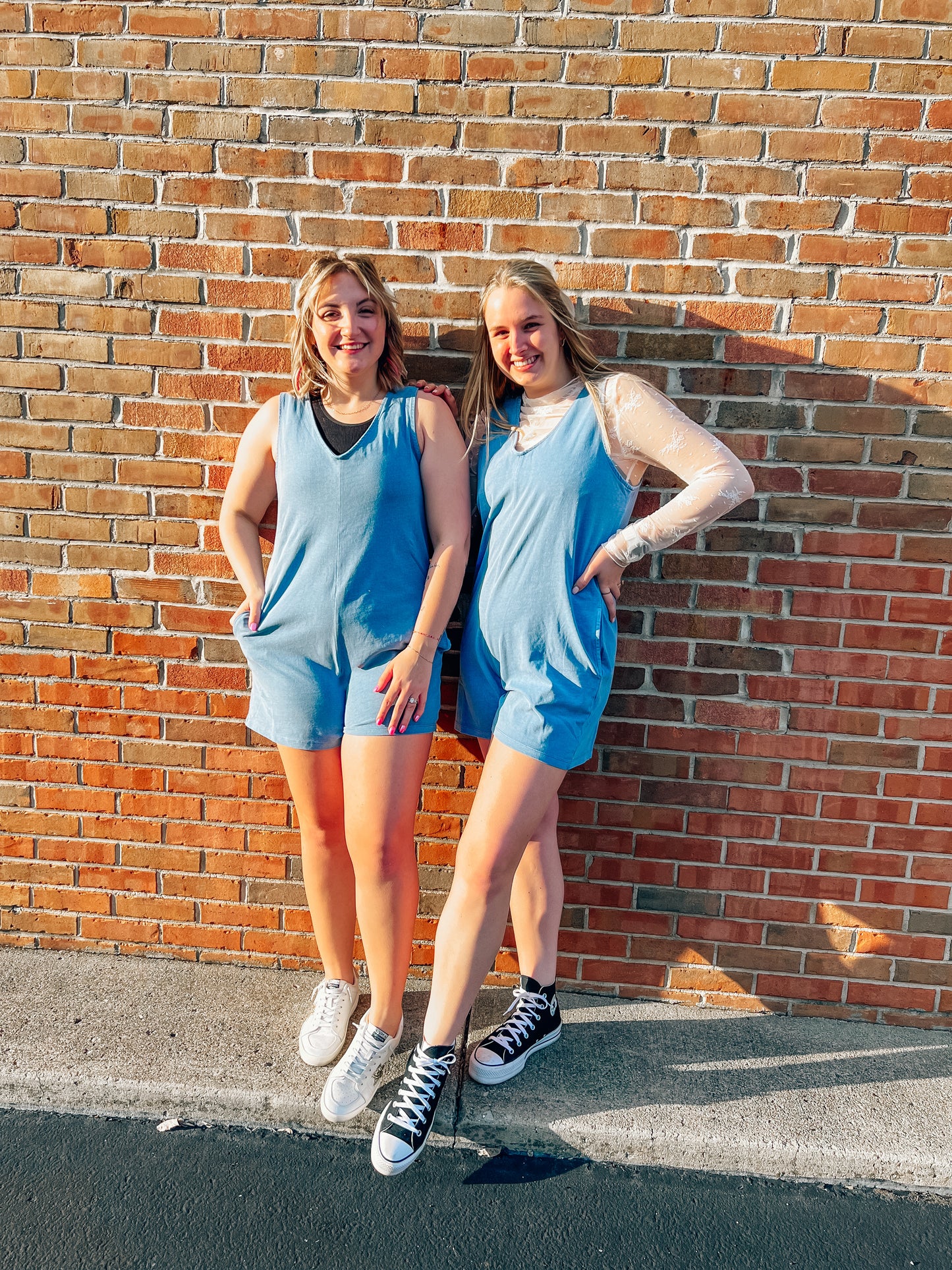 knit tank rompers with pockets-2 colors