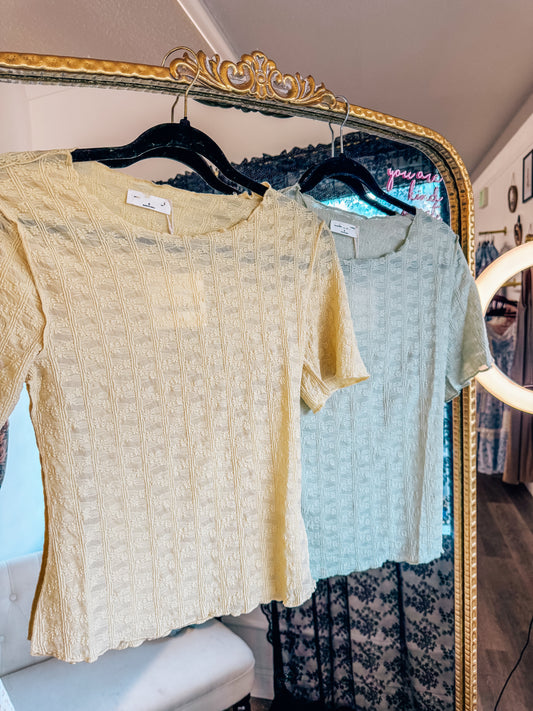 lace mesh short sleeve tops