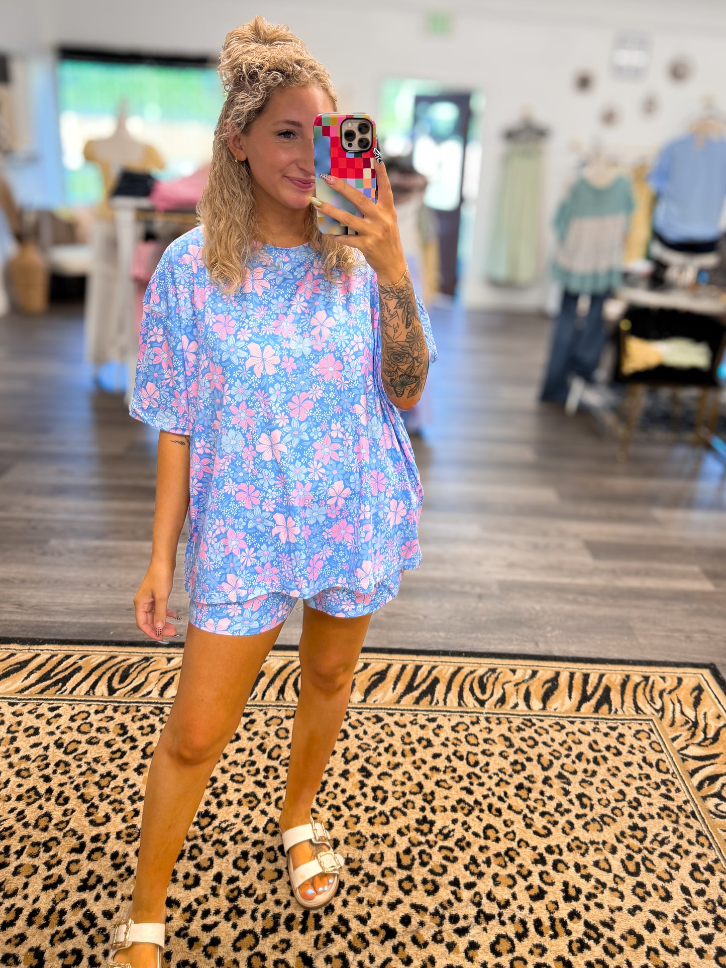 BIRDIE Tee Boxer Short Set in Bluebell Blush (Sold as Set) PREORDER