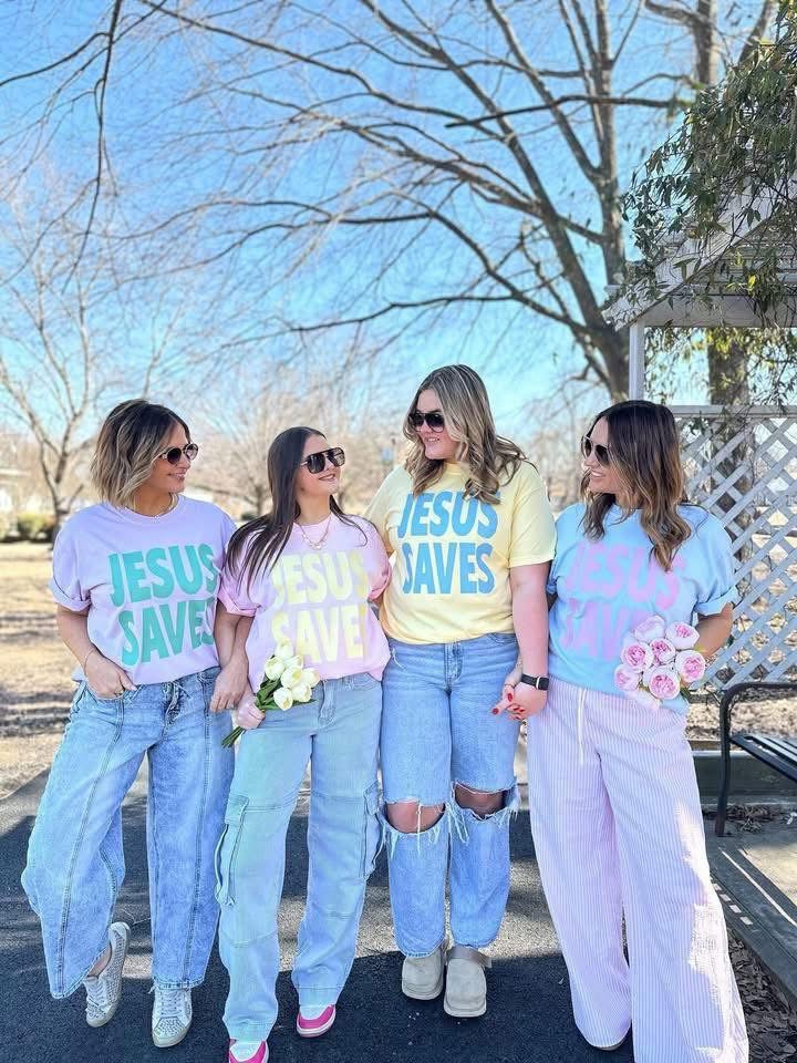 Jesus saves graphic tees in 3 colors