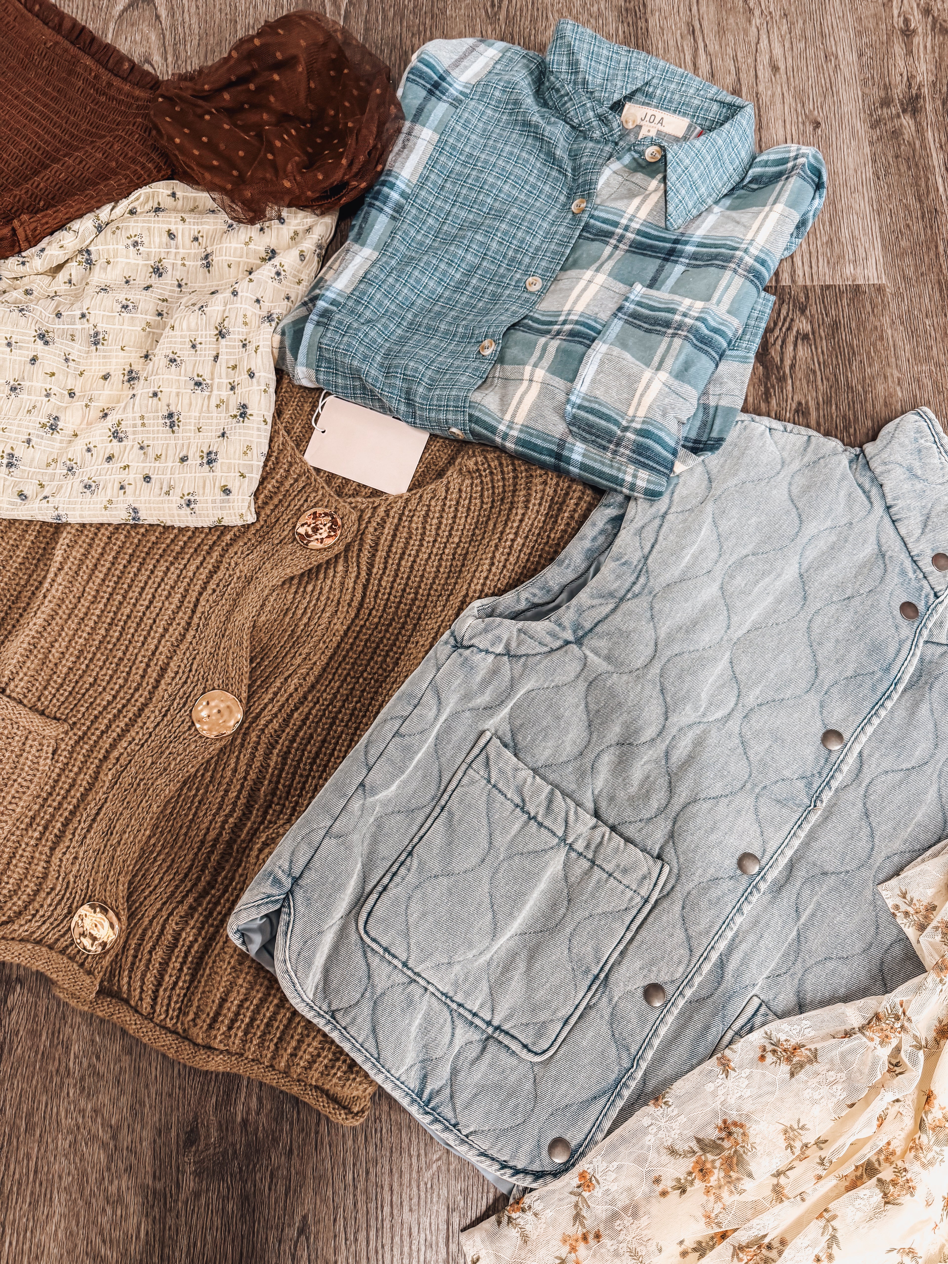 colorblock blue plaid flannel top