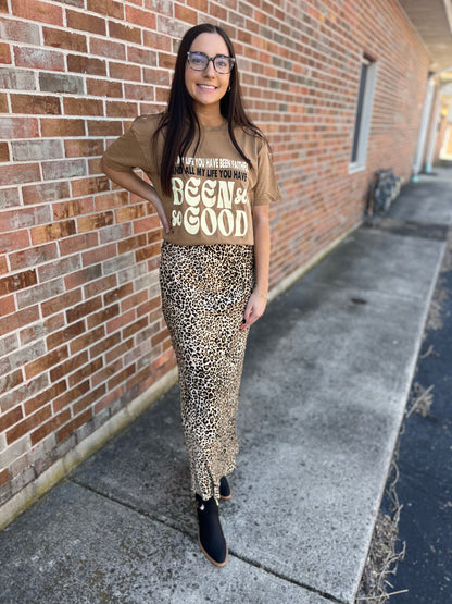 leopard silk skirt