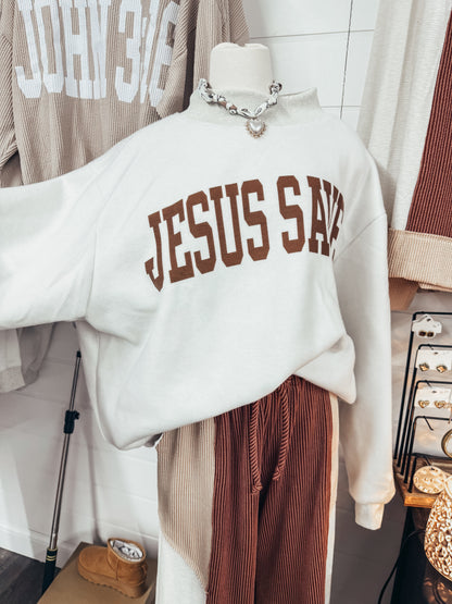 jesus saves/cross reversible mock neck