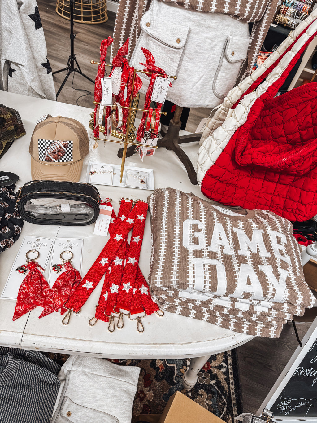 game day star beaded bag strap