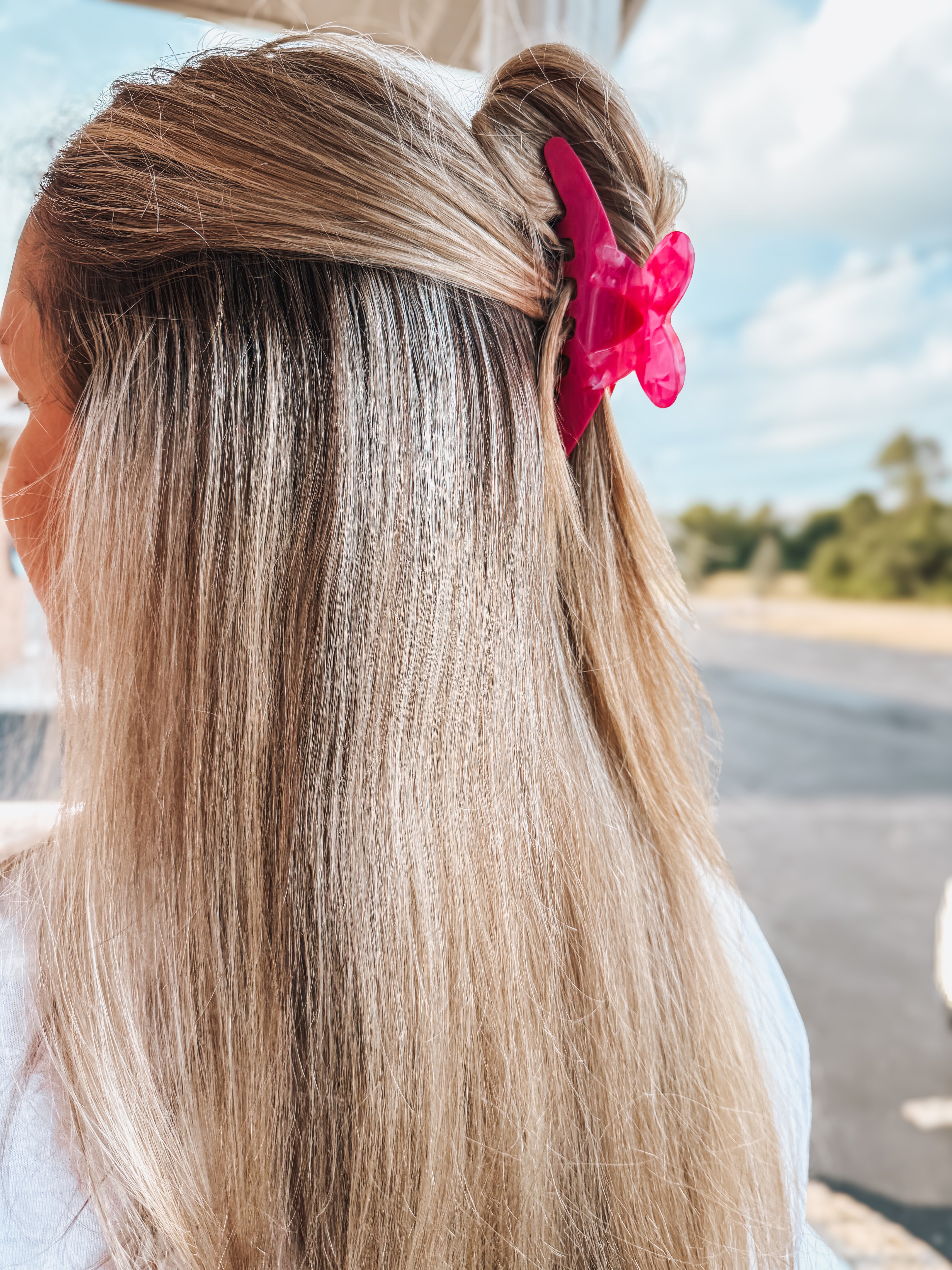 two tone bow ribbon hair clip