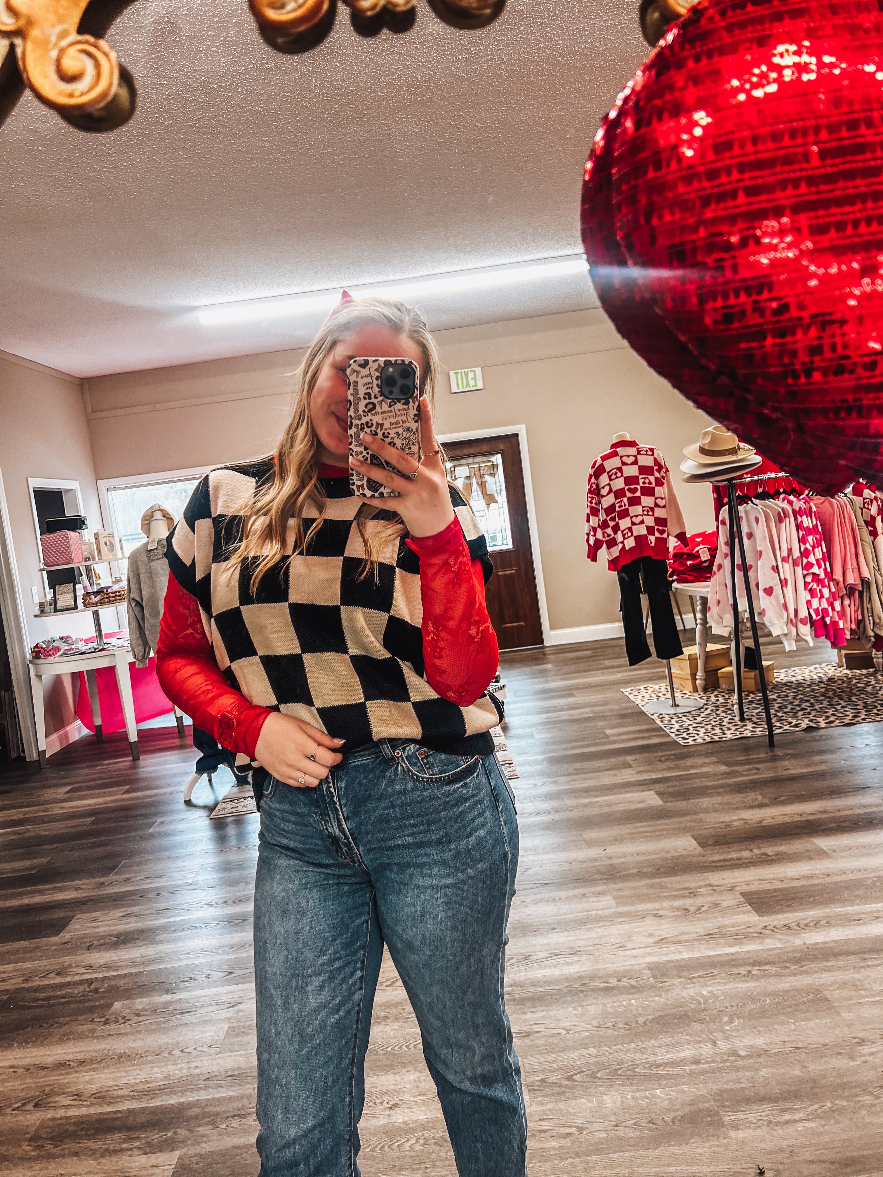 checkered sweater vest