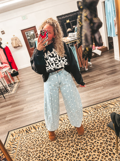 polka dot barrel jeans