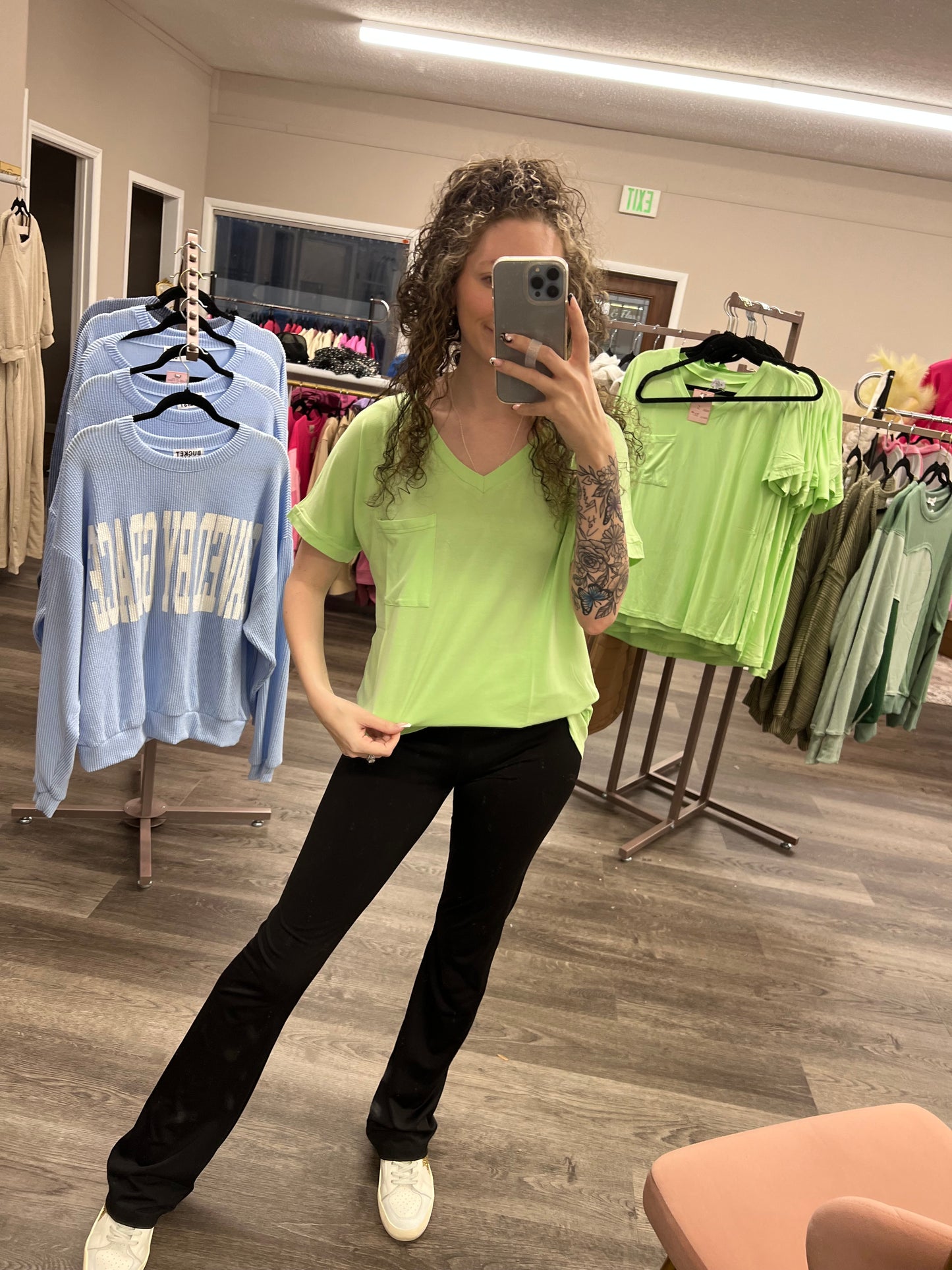 neon mint slouchy tee