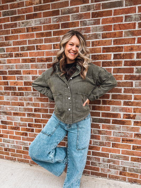 olive denim jacket