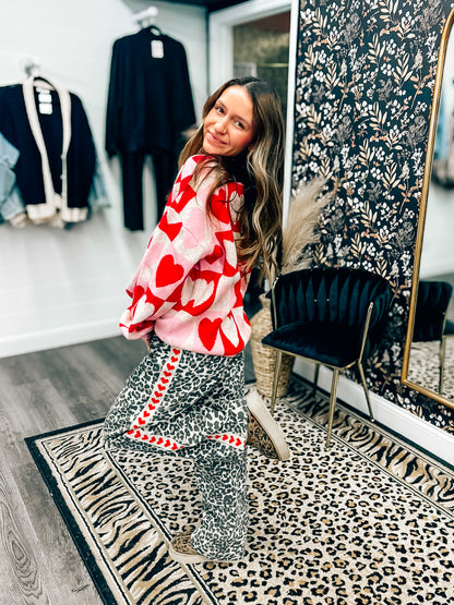 leopard heart pants