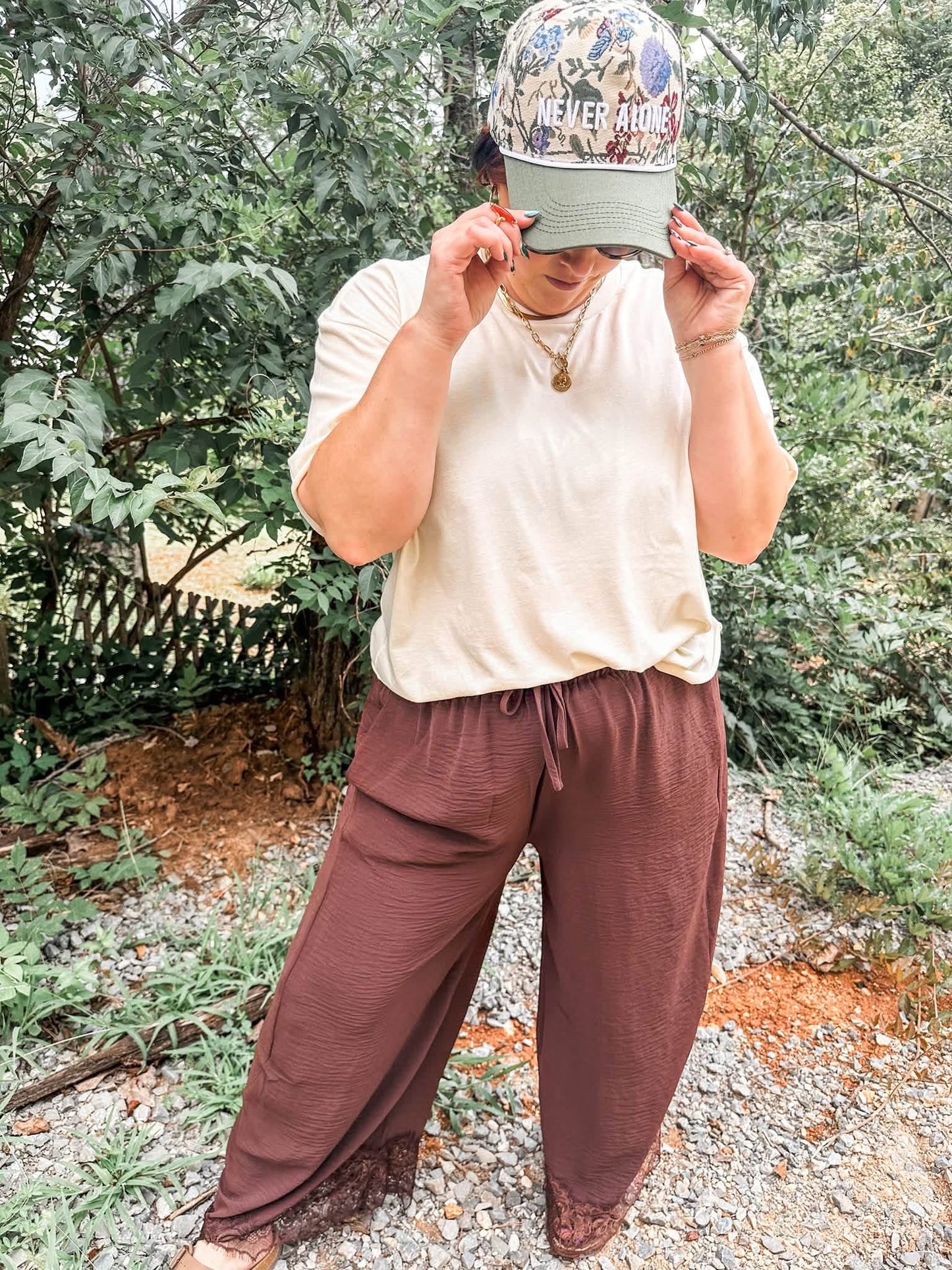 Preorder lace trim pants (ships in 1-2 weeks)