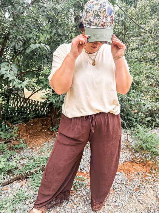 Preorder lace trim pants (ships in 1-2 weeks)