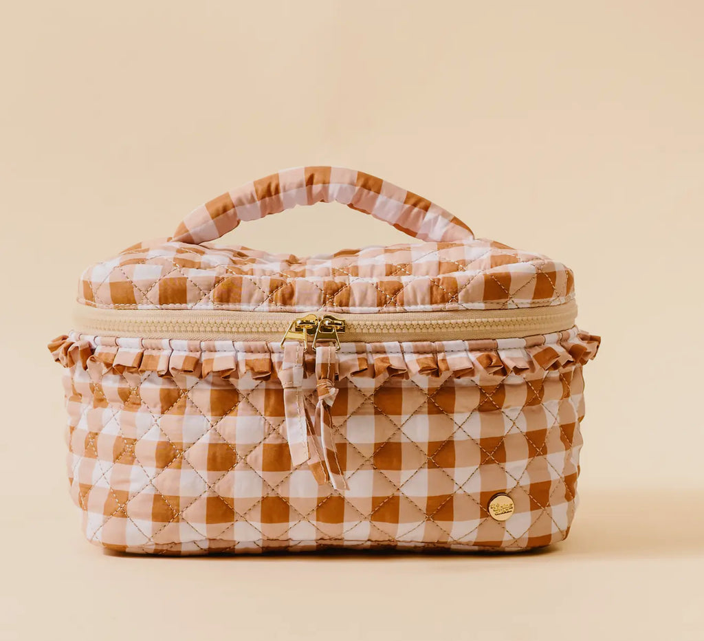 glam and go maple gingham cosmetic bag