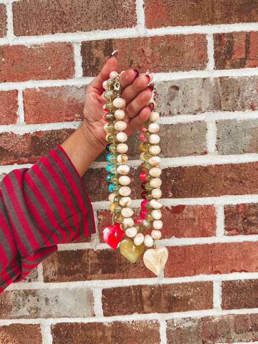 Beaded marble heart necklaces