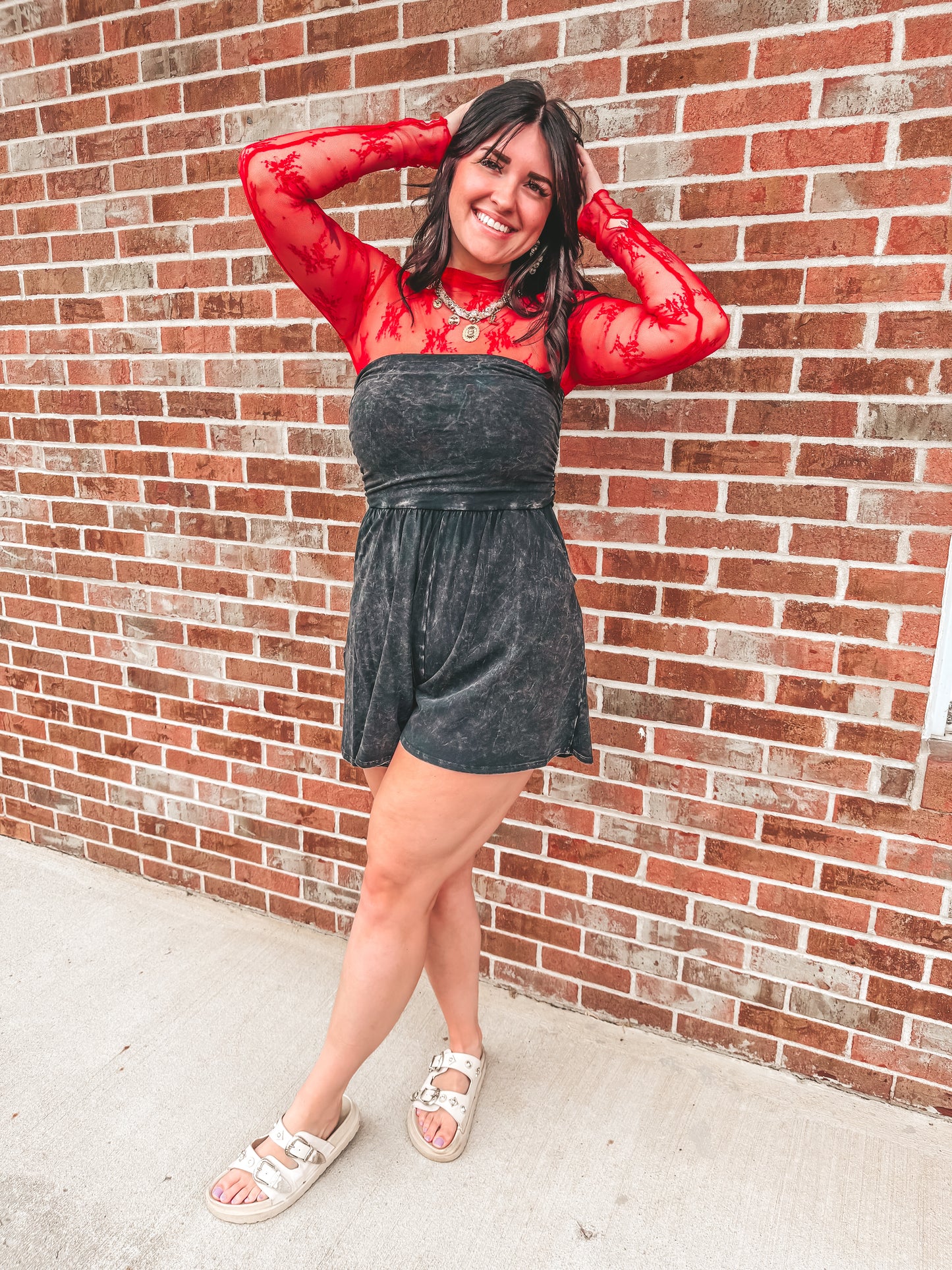 mineral wash strapless rompers