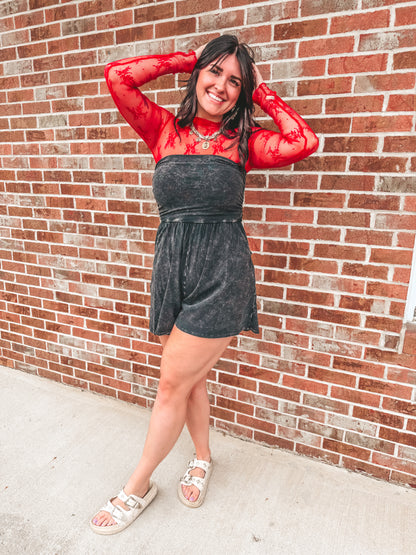 mineral wash strapless rompers