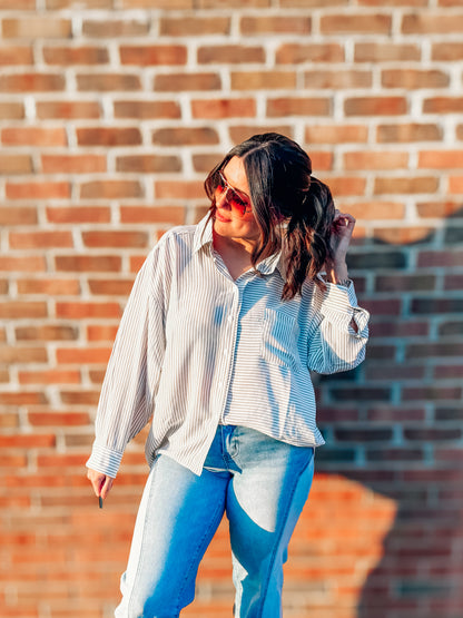 stripe button down tops in 2 colors