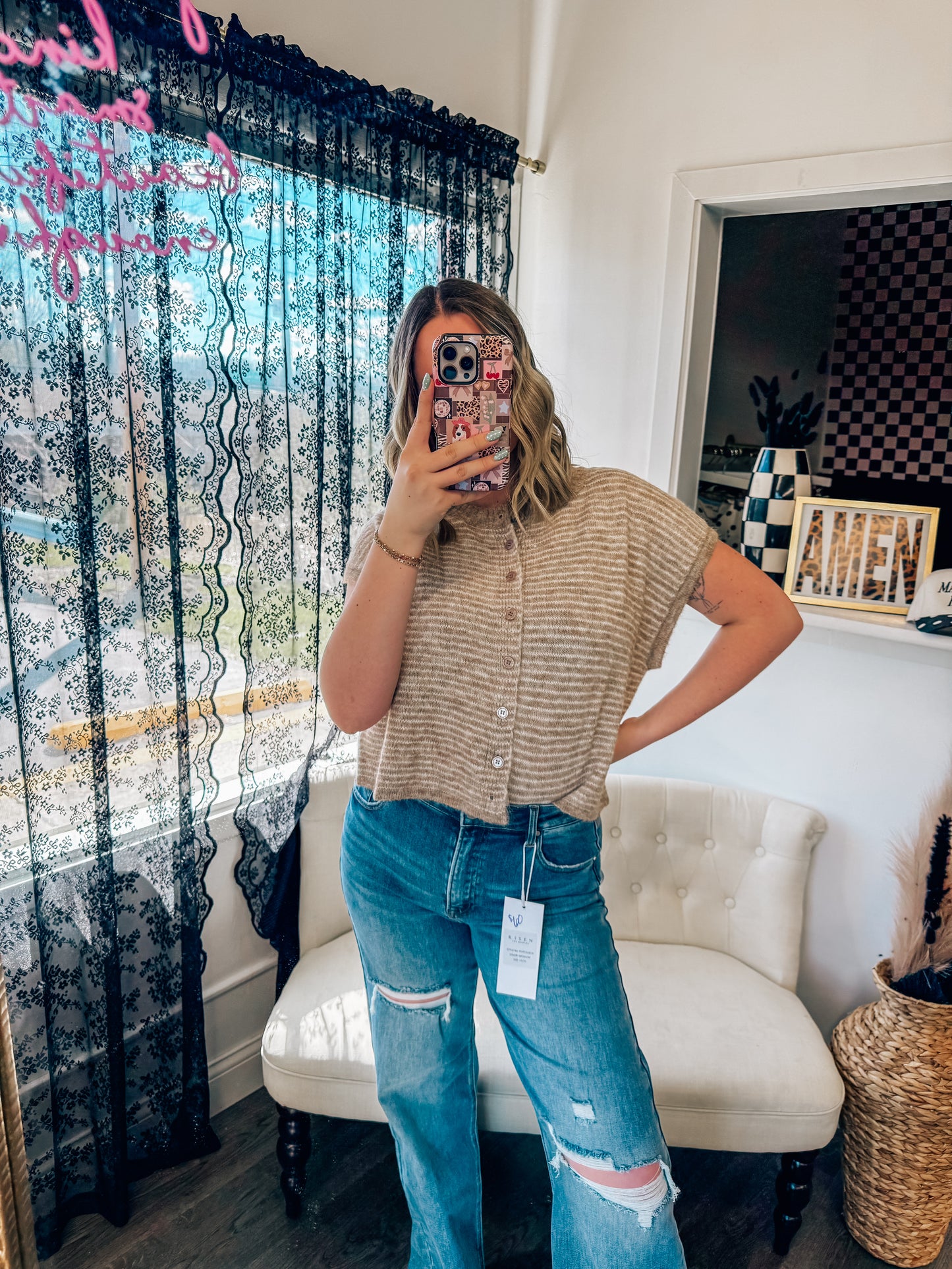 spring striped sleeveless sweaters in 3 colors