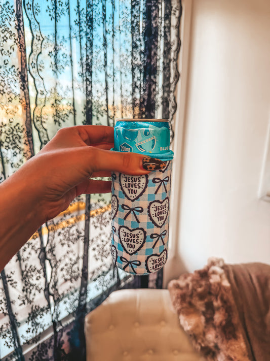 spring skinny can koozie