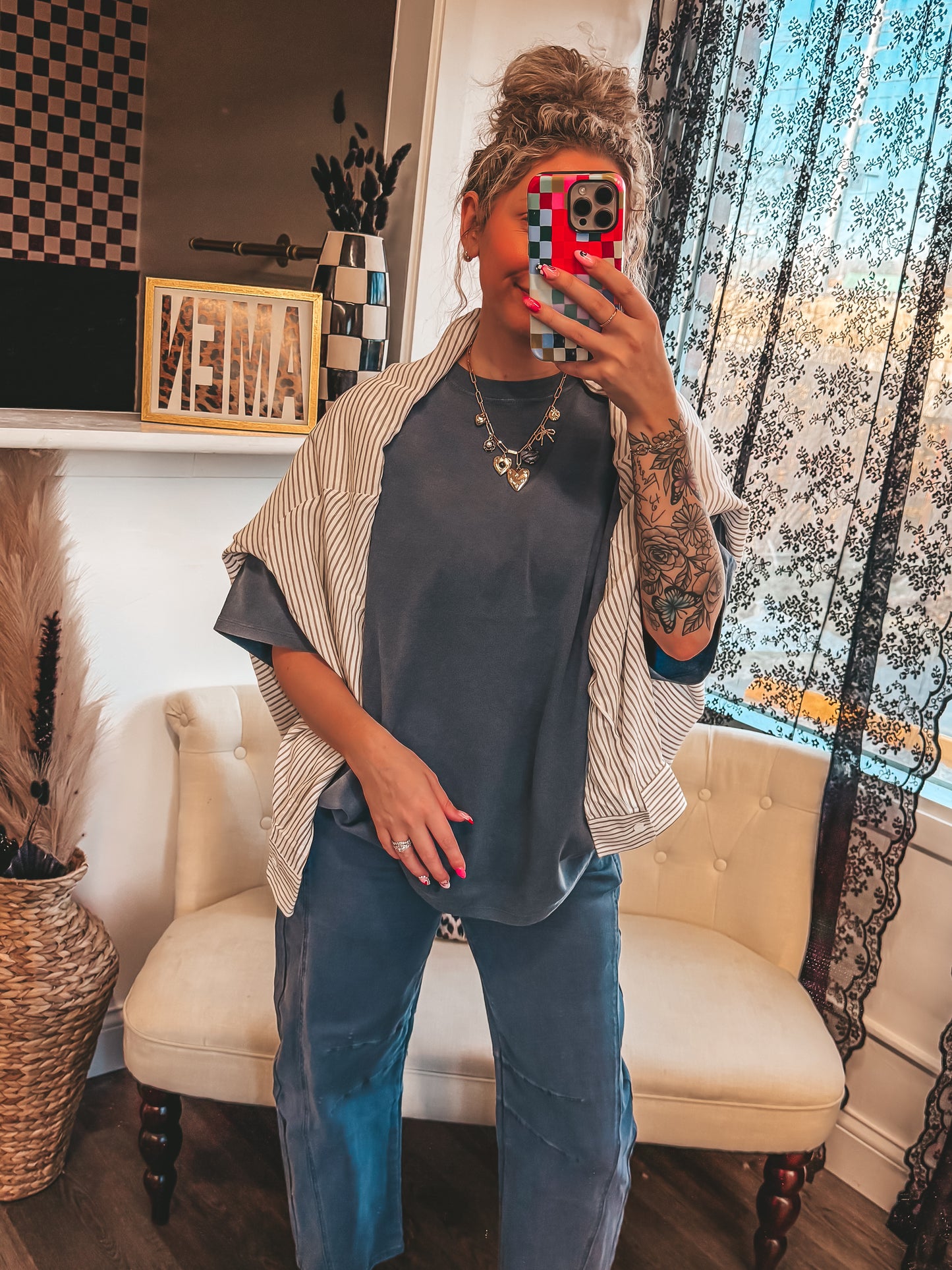 navy oversized washed tee