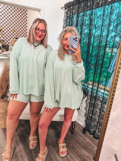 KK striped shorts and long sleeve top set in MINT