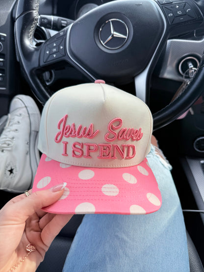 polka dot jesus saves embroidery hat