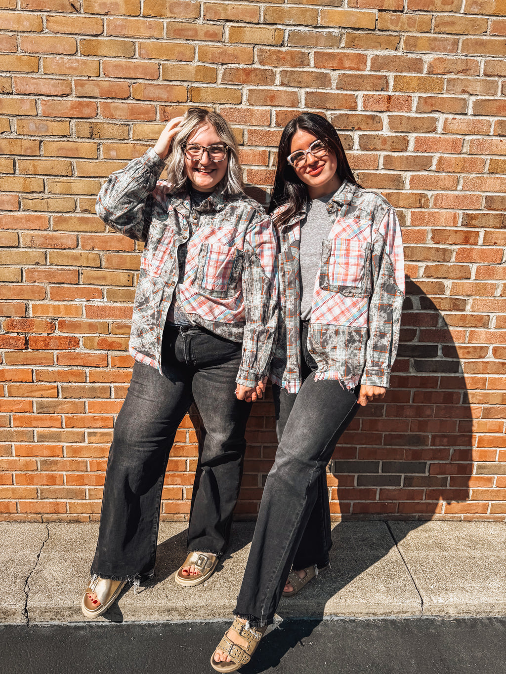 pink & grey washed POL flannel