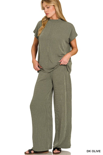 BEST SELLER—ribbed mock neck set (ships in 10/15 days)