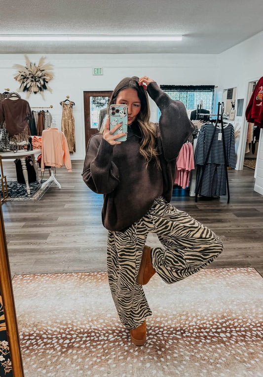 Best selling FP dupe oversized sweater in dark brown