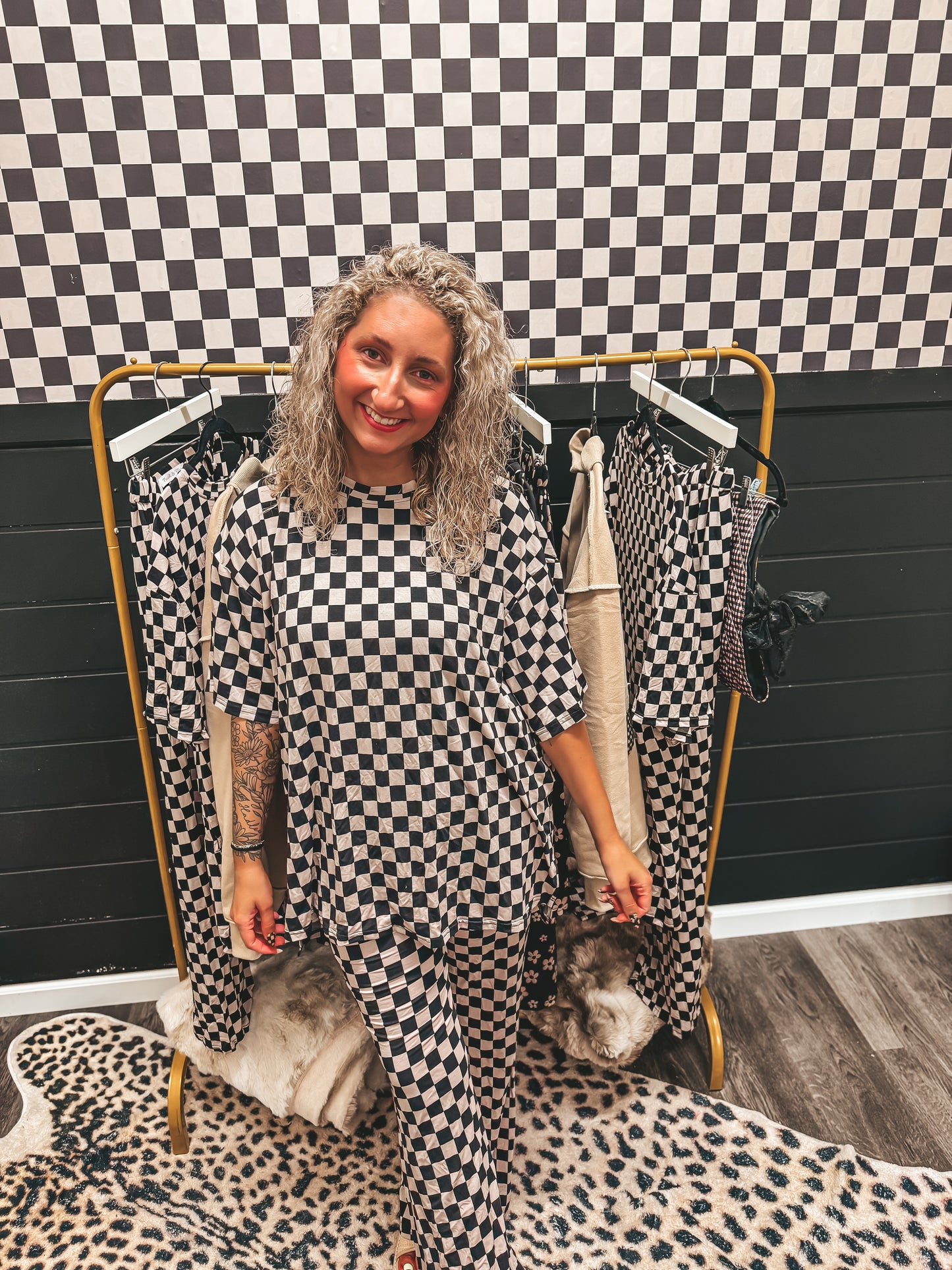 F&F branded bamboo checkered lounge set PREORDER