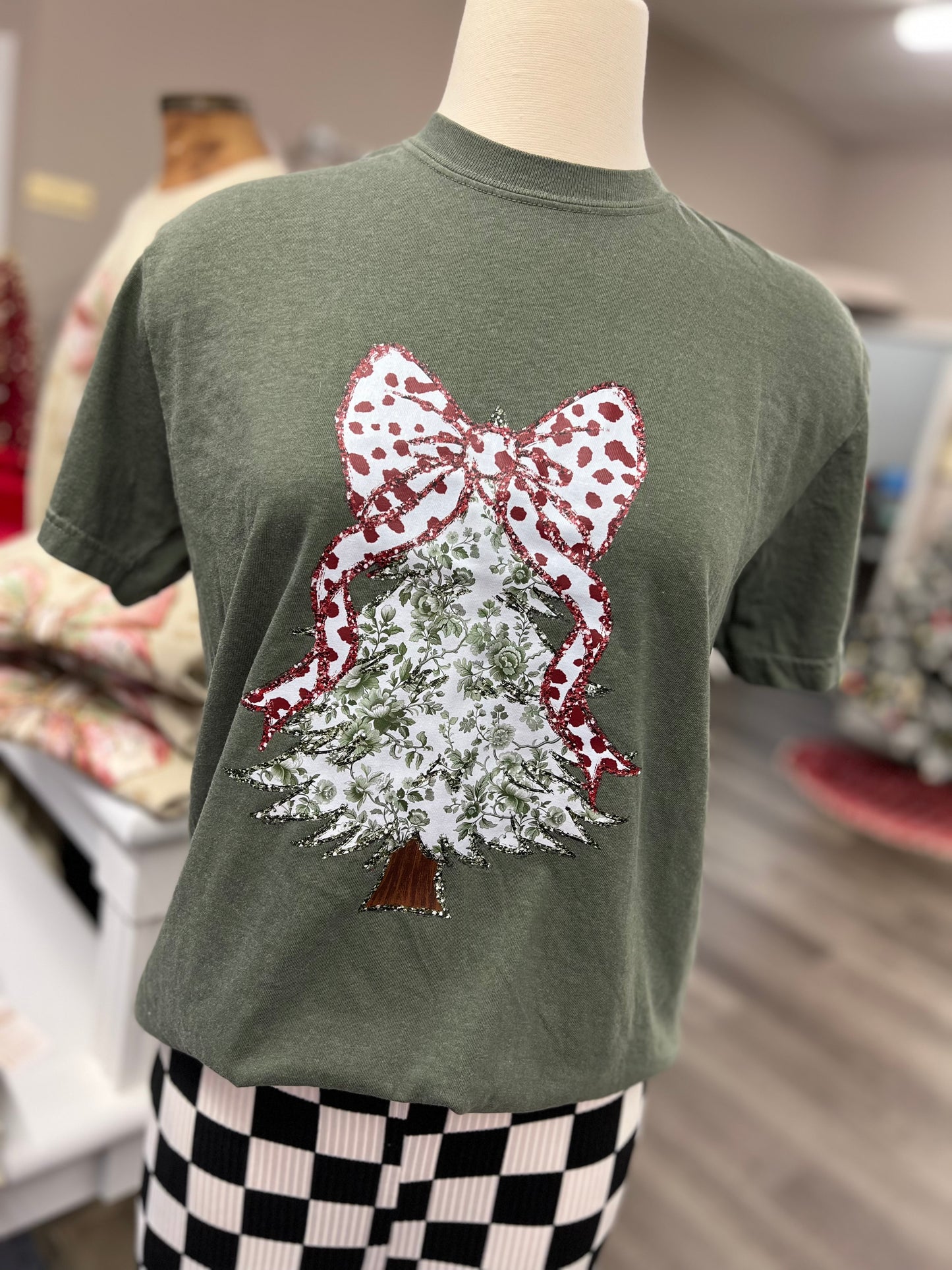 viral floral bow tree forest tee