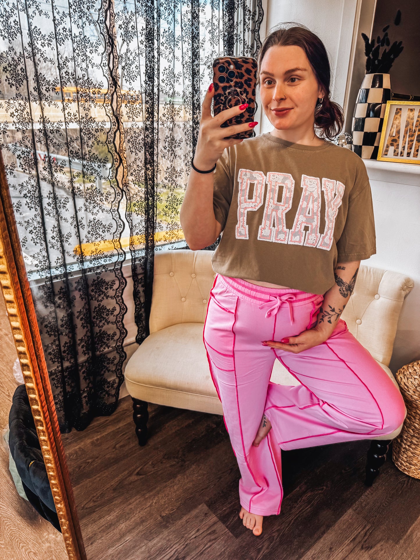 pink barrel sweatpants