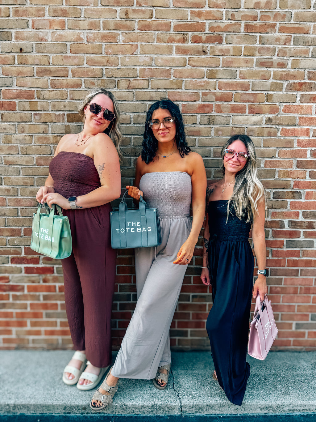 smocked tube top jumpsuit