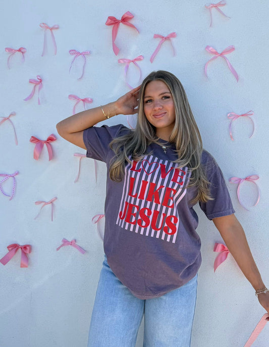 striped love like jesus tee