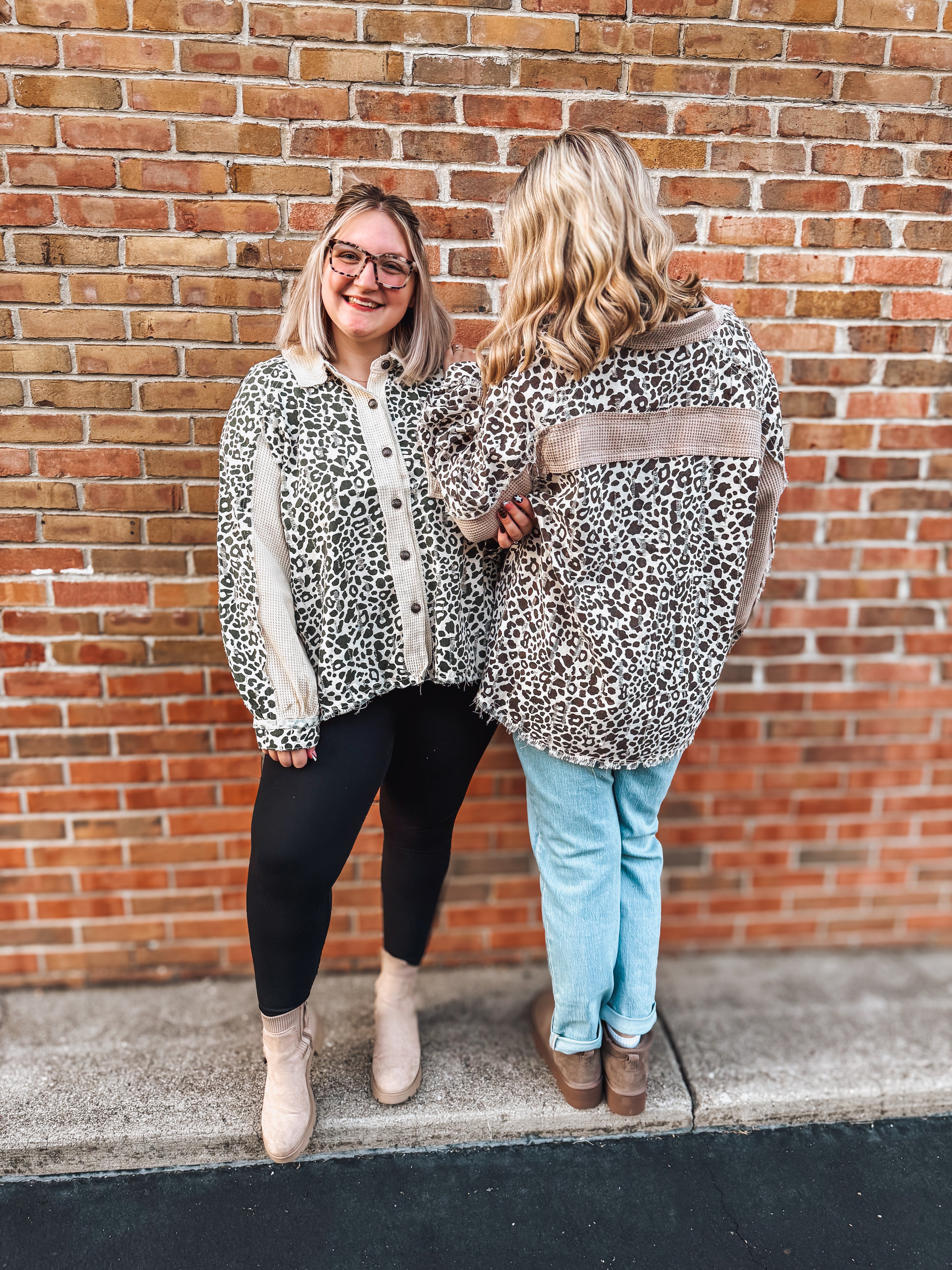 oversized leopard & ribbed shacket in 2 colors