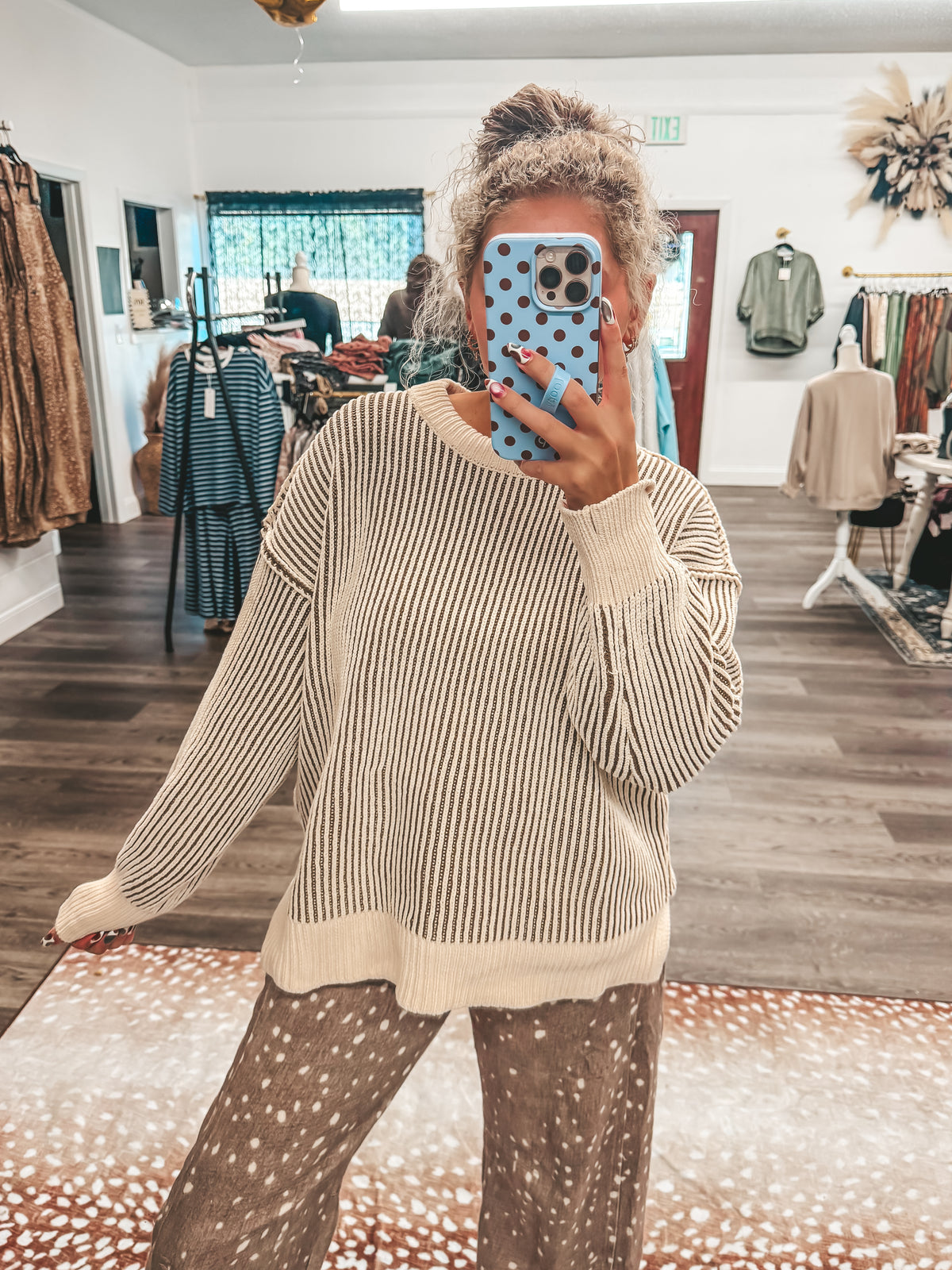 Two tone mocha sweater s-3x