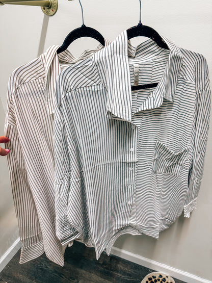 stripe button down tops in 2 colors