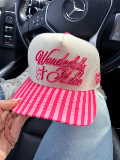 wonderfully made striped embroidery hat