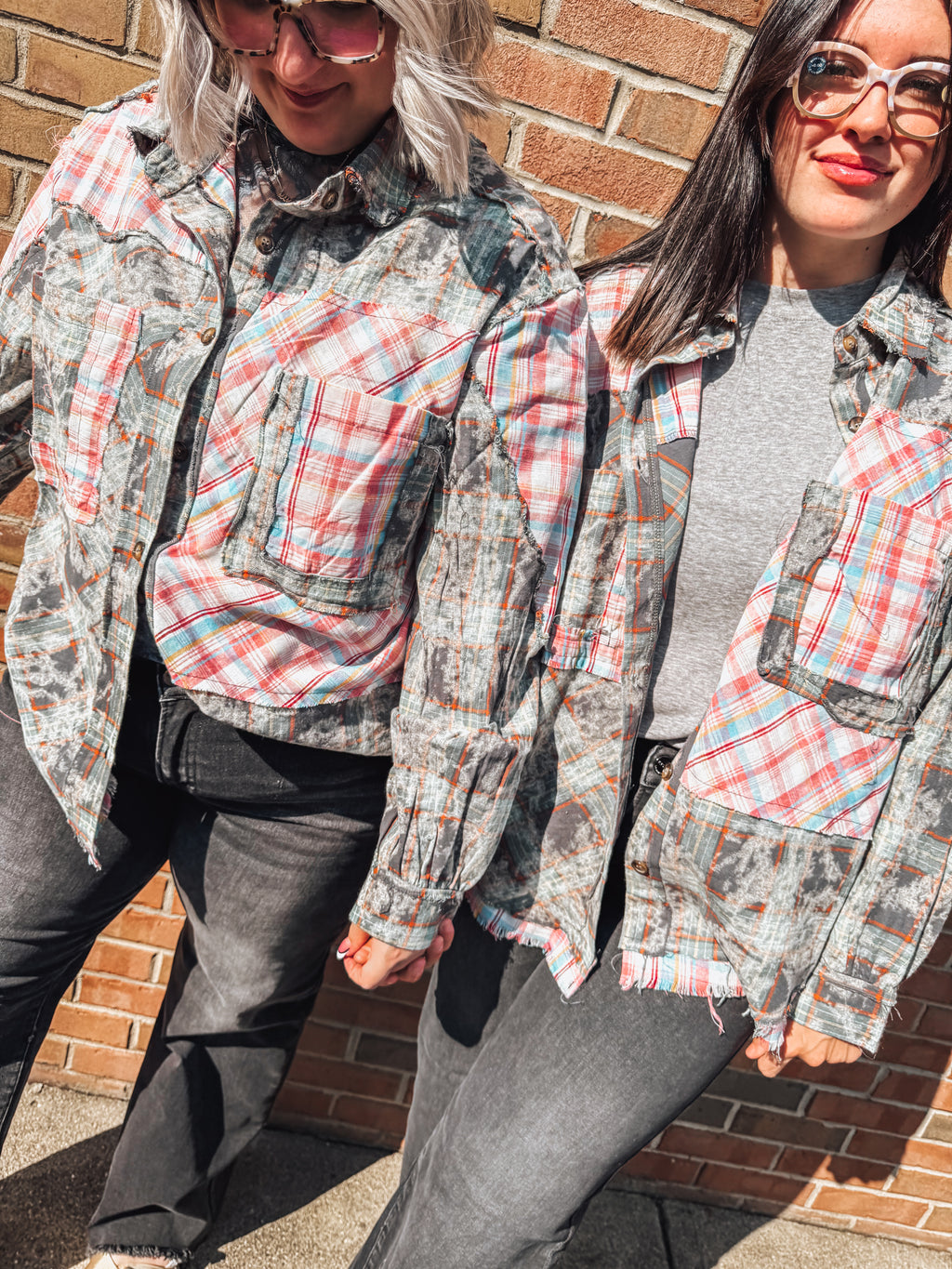 pink & grey washed POL flannel