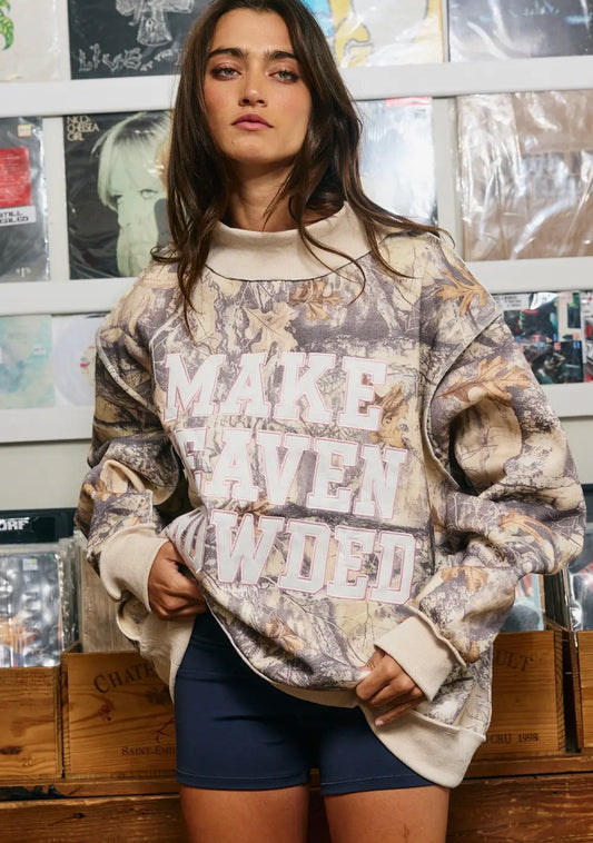 make heaven crowded camo mock neck PREORDER