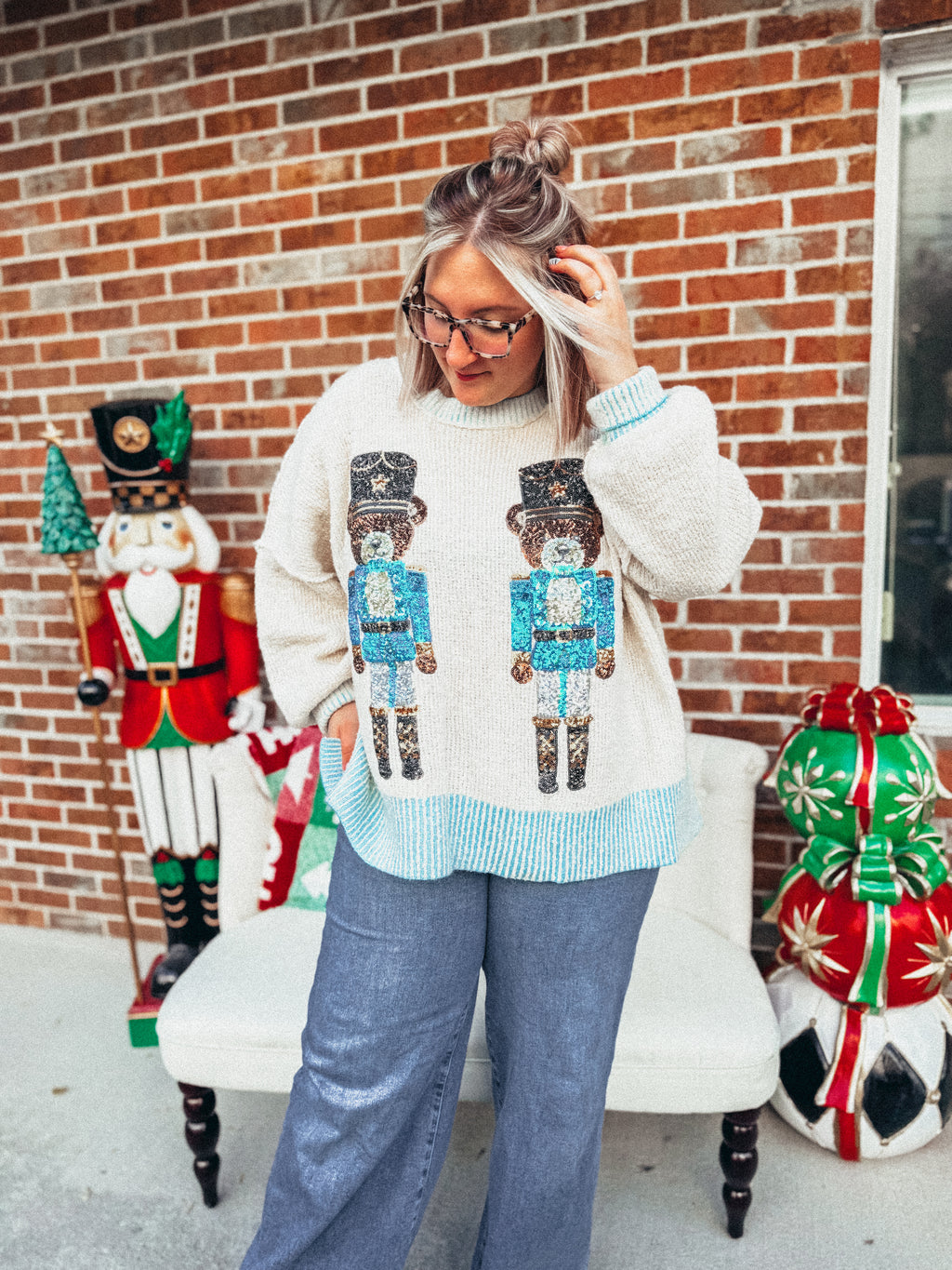 nutcracker bear sequins sweaters in 2 colors